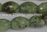 CRU168 15.5 inches 15*20mm faceted rice green rutilated quartz beads