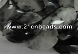 CRU17 15.5 inches 18*25mm faceted oval black rutilated quartz beads