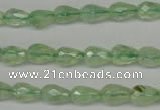 CRU170 15.5 inches 6*10mm faceted teardrop green rutilated quartz beads