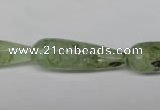 CRU175 15.5 inches 10*30mm faceted teardrop green rutilated quartz beads