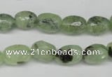 CRU178 8*10mm – 10*14mm faceted nuggets green rutilated quartz beads