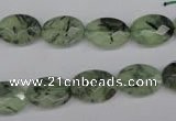 CRU188 15.5 inches 10*14mm faceted oval green rutilated quartz beads