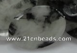 CRU19 15.5 inches 22*30mm faceted oval black rutilated quartz beads