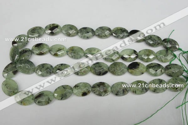 CRU190 15.5 inches 15*20mm faceted oval green rutilated quartz beads