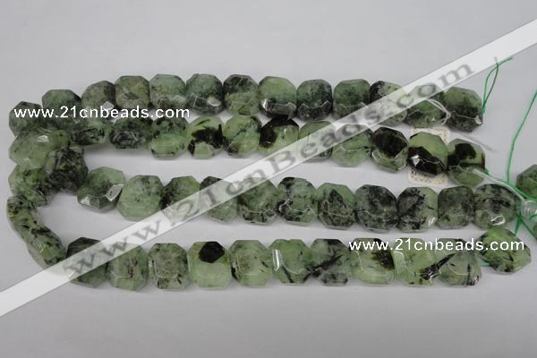 CRU194 Top-drilled 15*17mm faceted rectangle green rutilated quartz beads