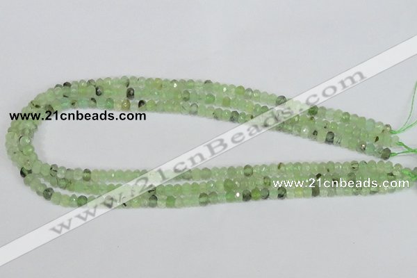 CRU205 15.5 inches 4*6mm faceted rondelle green rutilated quartz beads