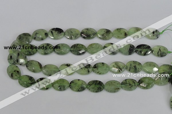 CRU208 15.5 inches 15*20mm faceted oval green rutilated quartz beads