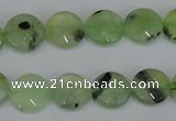 CRU210 15 inches 12mm faceted coin green rutilated quartz beads