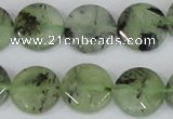 CRU211 15 inches 16mm faceted coin green rutilated quartz beads