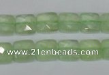 CRU212 15 inches 10*10mm faceted square green rutilated quartz beads