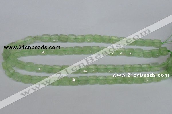 CRU212 15 inches 10*10mm faceted square green rutilated quartz beads