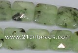 CRU213 15 inches 16*16mm faceted square green rutilated quartz beads