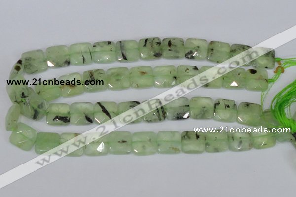 CRU213 15 inches 16*16mm faceted square green rutilated quartz beads