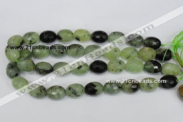 CRU216 15 inches 15*20mm faceted egg shape green rutilated quartz beads