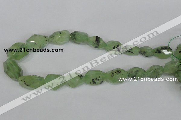 CRU217 12*20mm – 18*25 faceted nuggets green rutilated quartz beads