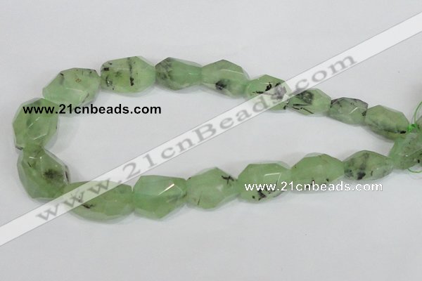 CRU218 15*20mm – 18*25 faceted nuggets green rutilated quartz beads