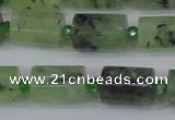 CRU220 15.5 inches 10*15mm faceted tube green rutilated quartz beads