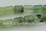 CRU225 15.5 inches 9*11mm tube green rutilated quartz beads