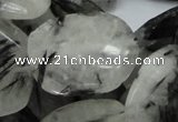 CRU23 15.5 inches 22*30mm faceted freeform black rutilated quartz beads