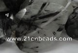 CRU24 15.5 inches 30*40mm faceted freeform black rutilated quartz beads