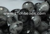 CRU25 15.5 inches 12*16mm faceted egg-shaped black rutilated quartz beads