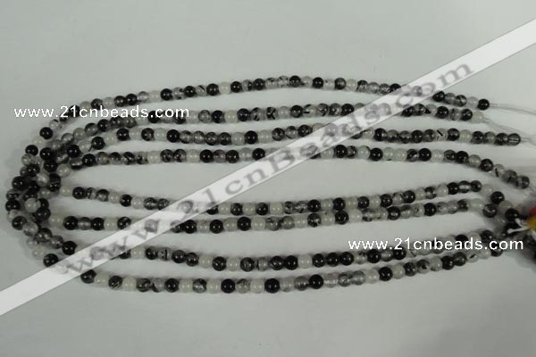 CRU301 15.5 inches 5mm round black rutilated quartz beads