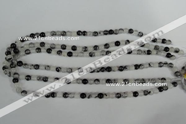 CRU302 15.5 inches 6mm round black rutilated quartz beads