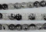 CRU303 15.5 inches 8mm round black rutilated quartz beads