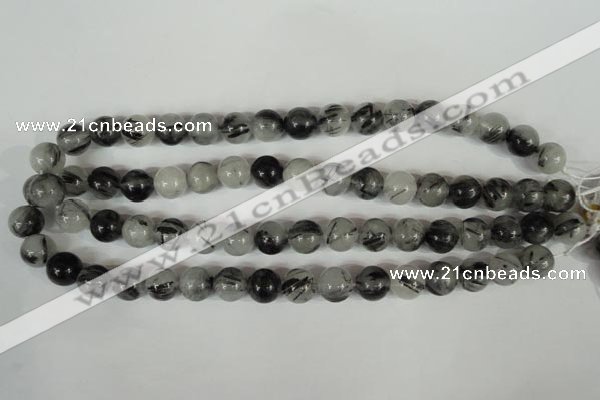 CRU305 15.5 inches 12mm round black rutilated quartz beads