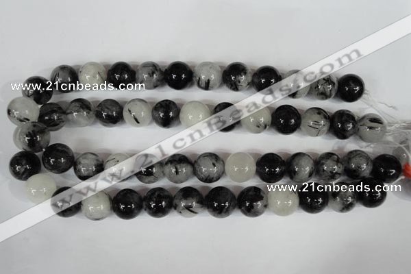 CRU307 15.5 inches 16mm round black rutilated quartz beads