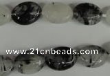 CRU331 15.5 inches 10*14mm oval black rutilated quartz beads