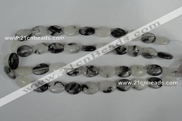 CRU333 15.5 inches 13*18mm oval black rutilated quartz beads