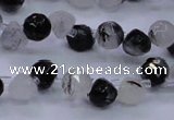 CRU345 Top drilled 7*7mm faceted teardrop black rutilated quartz beads