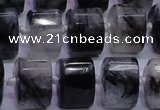 CRU348 11*15*15mm faceted triangle black rutilated quartz beads