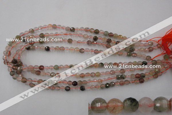 CRU401 15.5 inches 6mm faceted round Multicolor rutilated quartz beads