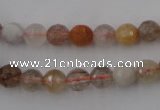 CRU402 15.5 inches 8mm faceted round Multicolor rutilated quartz beads