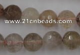 CRU405 15.5 inches 14mm faceted round Multicolor rutilated quartz beads