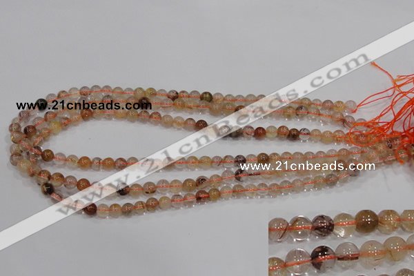 CRU452 15.5 inches 6mm round Multicolor rutilated quartz beads