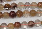 CRU454 15.5 inches 9mm round Multicolor rutilated quartz beads