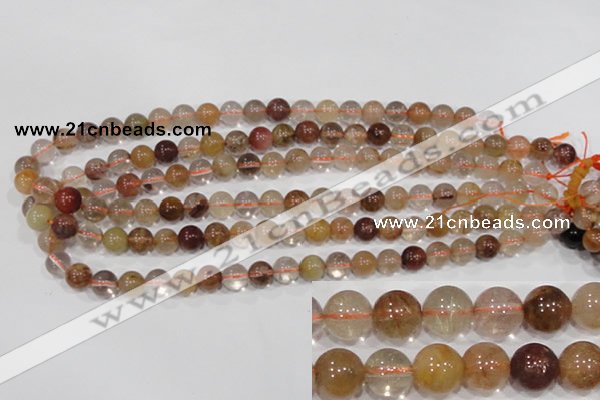 CRU454 15.5 inches 9mm round Multicolor rutilated quartz beads