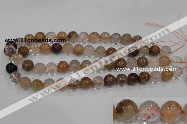 CRU457 15.5 inches 14mm round Multicolor rutilated quartz beads