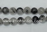 CRU50 15.5 inches 4mm round black rutilated quartz beads wholesale