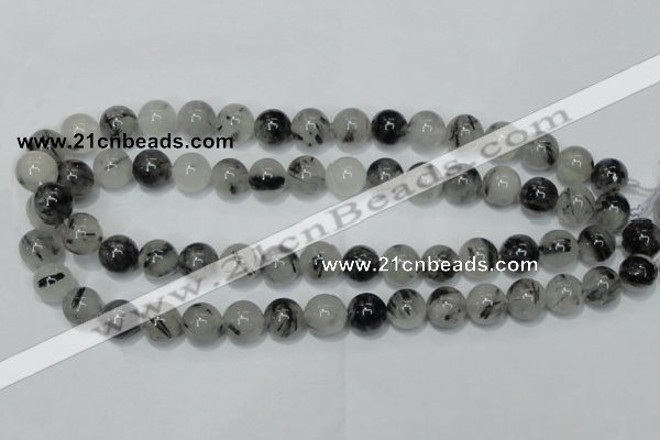 CRU50 15.5 inches 4mm round black rutilated quartz beads wholesale