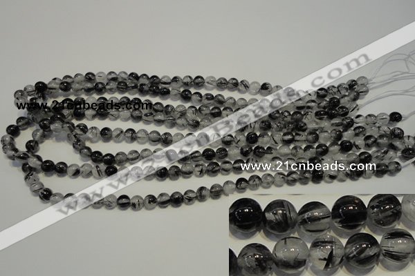 CRU501 15.5 inches 6mm round black rutilated quartz beads wholesale