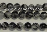 CRU502 15.5 inches 8mm round black rutilated quartz beads wholesale