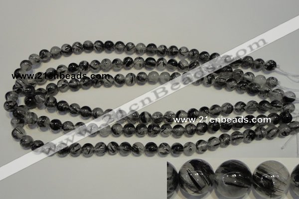 CRU502 15.5 inches 8mm round black rutilated quartz beads wholesale