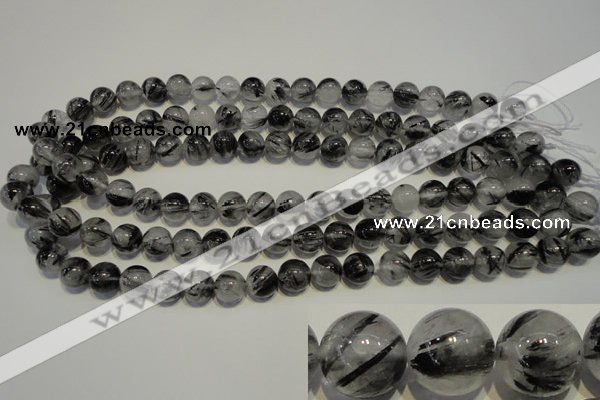 CRU503 15.5 inches 10mm round black rutilated quartz beads wholesale