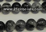 CRU504 15.5 inches 12mm round black rutilated quartz beads wholesale