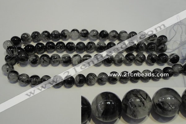 CRU504 15.5 inches 12mm round black rutilated quartz beads wholesale