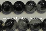 CRU505 15.5 inches 14mm round black rutilated quartz beads wholesale